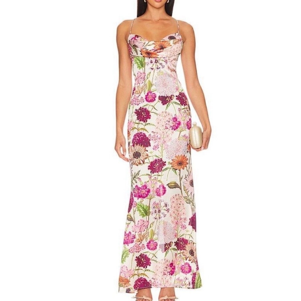 Katie May Tara Floral Satin Maxi Dress! Sz small